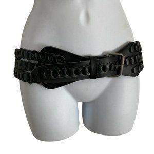 3 Strand Braided Woven BELT Black Vegan Leather